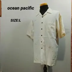 Ocean Pacific 半袖アロハシャツ Lサイズ US ホワイト M796のサムネイル