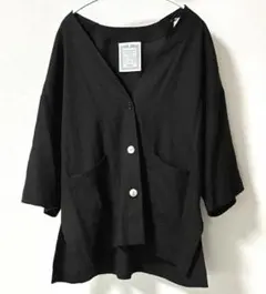 【未使用品！】ビアズリー　リネン半袖ジャケット　黒　フリーサイズ　麻のサムネイル