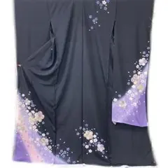 ☆未仕立て☆正絹 B級品ヤケ有り リメイク 紫系花模様振袖 - メルカリ