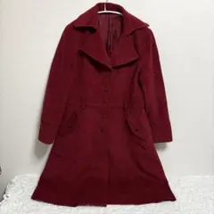 コート レッド カシミヤ アンゴラ ウール混