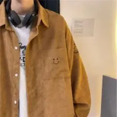 コーデュロイ 刺繍 ブラウン