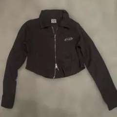 1095ジップアップ リブカットソー ダークグレー