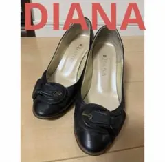 DIANA 黒 パンプス 中ヒール