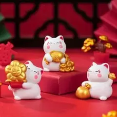猫の置物セット 4体 幸運デザイン