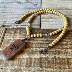 《奉仕価格出品》-古材木札(雲) 星月菩提樹 ミニ数珠型ネックレス