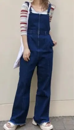 kastne デニムフレアサロペット