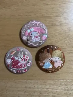 サンリオビスケット3 刺繍缶バッジ　3個セット。