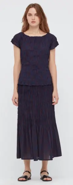 新品ユニクロ×イネス　ツイストプリーツ　ブラウス&ロングスカート　XL