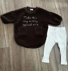 BREEZE ボアトップスとストライプパンツセット