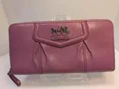 COACH コーチ シグネチャー ラウンドファスナー 長財布 パープル