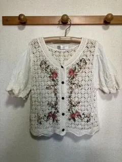 girly doll ガーリードール 半袖 カーディガン ベスト 花柄 刺繍のサムネイル
