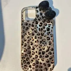 iPhone13 14 15 スマホケース ヒョウ柄 レオパード リボン キティ