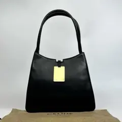 美品】セリーヌ ワンショルダー 肩掛け ロゴプレート ゴールド金具 