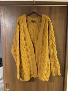 UNIQLO ケーブル編み ニットカーディガン L マスタード