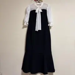 新品タグ！イートミー リボンタイ シフォン マーメイドライン ロングワンピースのサムネイル