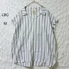 LBC 半袖ブラウス フレンチスリーブ ストラップ柄 爽やか シンプル Mのサムネイル