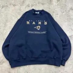 セントルイス・ラムズ　刺繍　チームロゴ　トップス　スウェット　古着　ネイビー　M