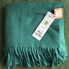 【新品未使用タグ付き】アクリルウール マフラー フリンジ付き　緑