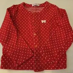 miki HOUSE 赤い水玉カーディガン 110