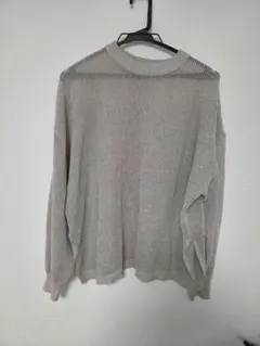 ラメ入り メッシュニット 長袖 L