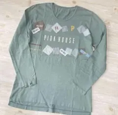 良品 PINK HOUSE ピンクハウス Tシャツ ロゴプリント クマ ワッペン