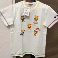 新品 ミキハウス クマ刺繍 Tシャツ 120cm 豪華Tシャツ プッチー　白