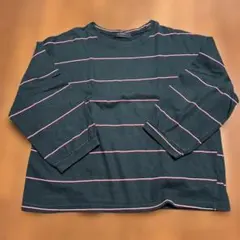 ストライプ長袖Tシャツ Mサイズ ダークグリーン