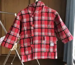 #レッド チェック コート キッズ ジャケット リバーシブ フード付 韓国製