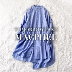 美品✨【MACPHEE】コットンノースリーブシャツ バンドカラー 綿100% 青 