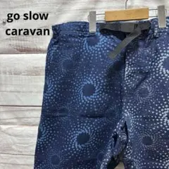 go slow caravan 総柄デニムショートパンツ アシンメトリー 紺色のサムネイル