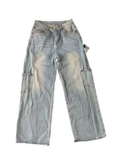 ライトブルー デニム カーゴパンツ