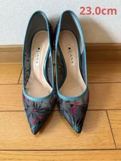 DIANA メッシュ素材花柄刺繍ハイヒール