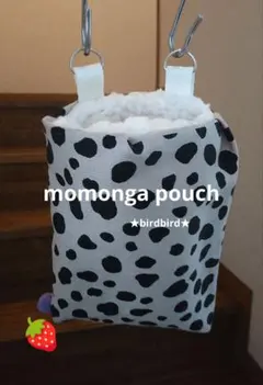 ☆フクロモモンガ♡ムギュムギュポーチ♡ベージュ地ダルメシアン柄