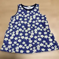 「HusHusH 100cm 花柄ワンピース 重ね着 ブルー 秋冬 キッズ