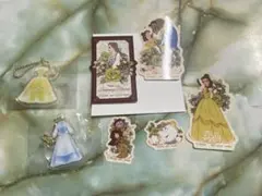 美女と野獣 ステッカーセット、チャーム 一番くじ ディズニープリンセス