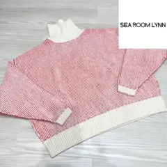 SEA ROOM LYNN タートルネックニット 赤と白のストライプ