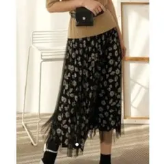 *★チュールフローラルプリーツロングスカート
