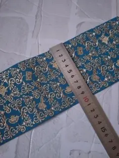 インド刺繍リボン アリスダマスク(ブルー)1メートル ※おまけあり