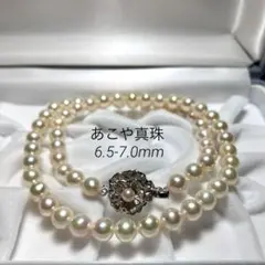 干渉色美✨ あこや真珠 6.5-7.0mm パール ネックレス Silver