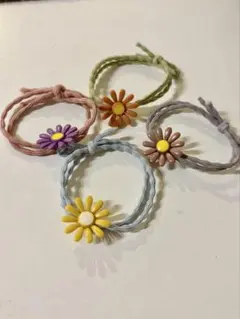 花モチーフ ヘアゴム 4個セット
