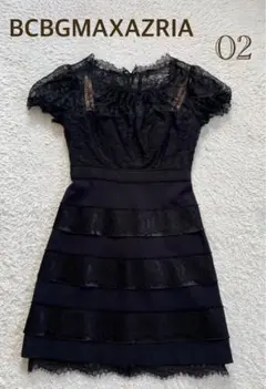 中古◆BCBGMAXAZRIA ミニ ワンピース ドレス ブラック 02 S 黒