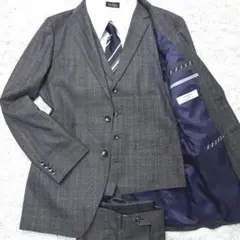 ３ピース　ウォッシャブル　スーツ　セットアップ　チャコールグレー　LL