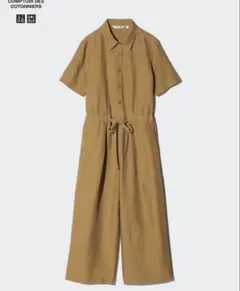 未使用ユニクロUNIQLOコントワーデコトニエオールインワン ブラウンMのサムネイル