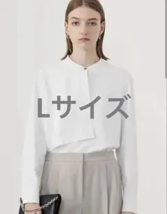 25AW ICBストレッチジョーゼット ラッフルデザインブラウス　Lサイズのサムネイル