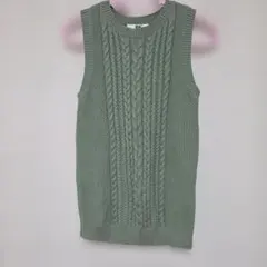 UNIQLO ケーブル編み グリーンニットベスト Sサイズ