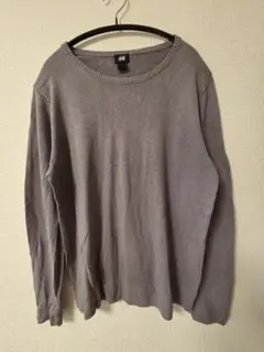 ​【良品】H&M エルボーパッチ ニット セーター グレー Mサイズ 肘当て