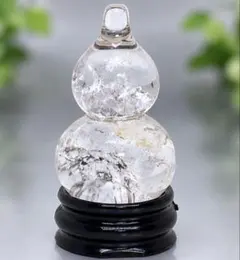 天然石 クリスタル水晶 葫蘆（ひょうたん）彫刻 虹入り