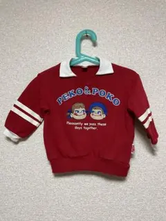 アプレレクール　PEKO&POKO 刺繍入り赤トレーナー80
