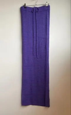vintage クロシェ編み ロングタイトスカート パープル 古着のサムネイル