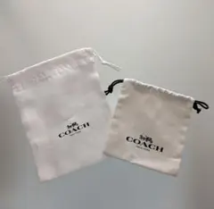 COACH ホワイト ミニ巾着2枚　ポーチ ショップ袋 ショッパー